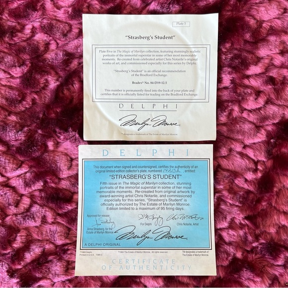 Vintage Delphi Marilyn Monroe ‘Strasburg’s Student’ Collectible Plate 1993 - Picture 3 of 3